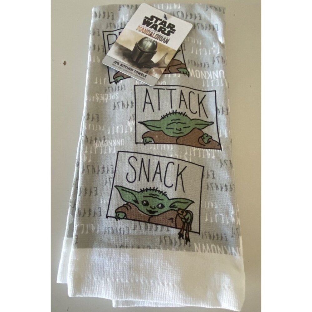2 Pack Star Wars The Mandalorian Grogu Snack Attack Kitchen Towels Baby Yoda NEW